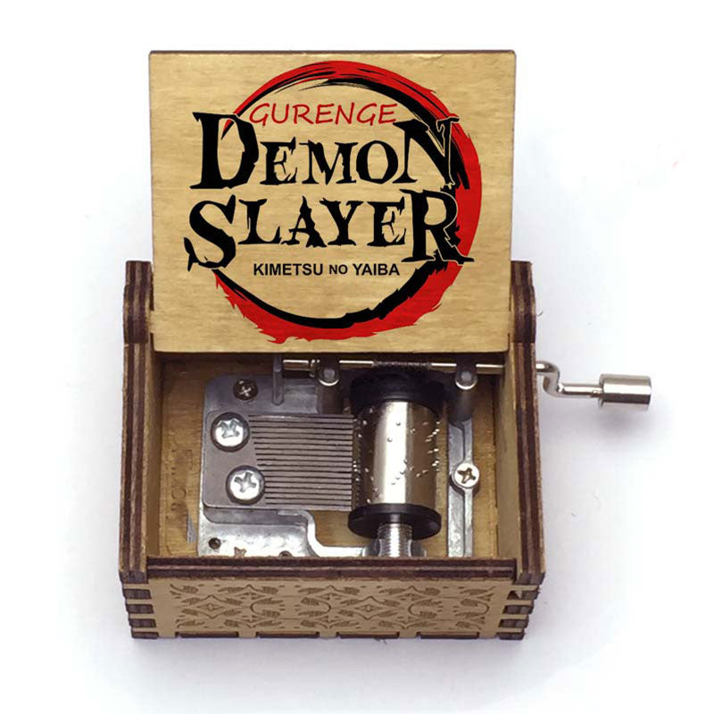 Demon Slayer Print Music Box Wood Hand crank