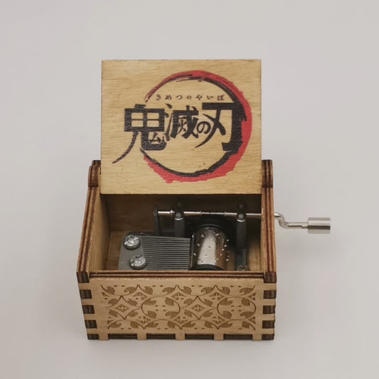 Demon Slayer Print Music Box Wood Hand crank